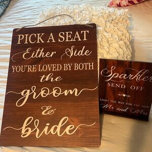 Wedding Wooden Signs  Pick a Seat & Sparkler Send off